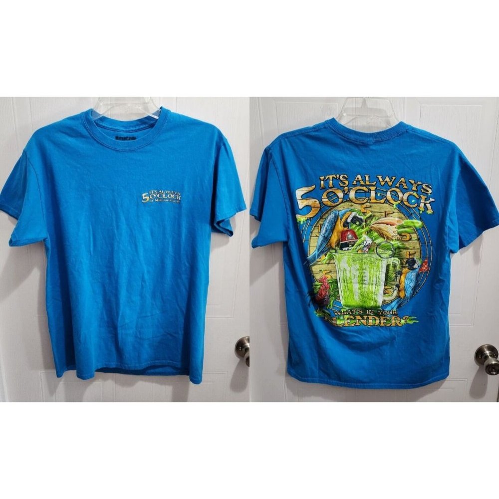 Margaritaville Blue It's Always 5 O'clock Parrot Blender Graphic T Shirt Size M